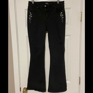 Floral Embroidered Bootcut Jeans